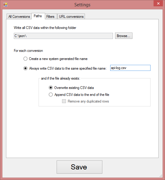 Settings path - same file name